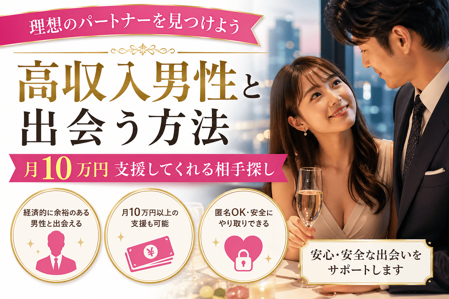 高収入男性と出会う方法｜月10万円支援してくれる相手探し